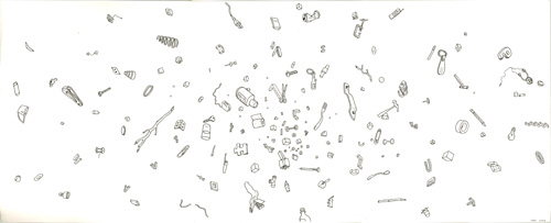 Small Objects, Floating - endpapers for Sketchbook 2