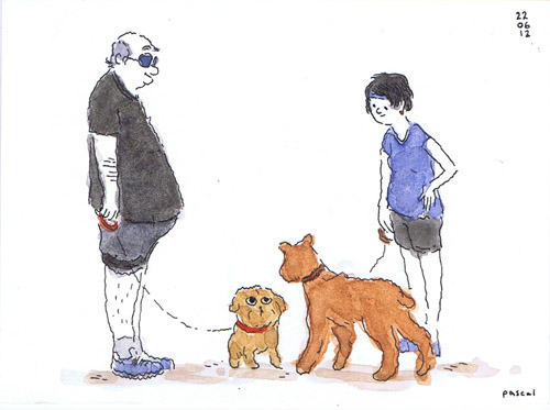 Illustration - 2 Dogs and 2 Owners