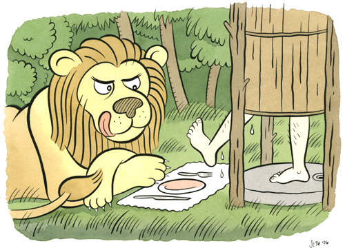 Lion Awaiting its Meal Comic Art