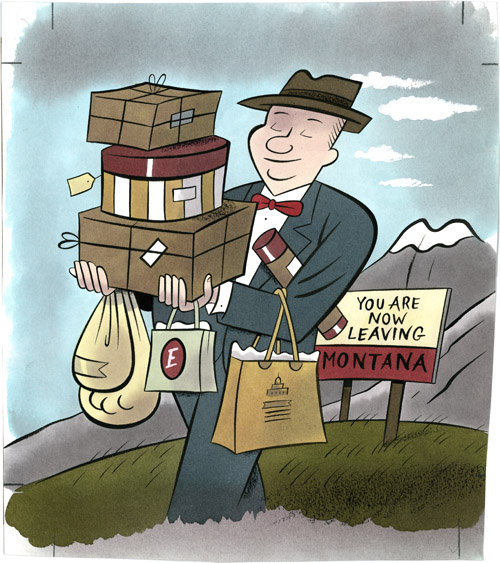 Leaving Montana Laden with Parcels Comic Art