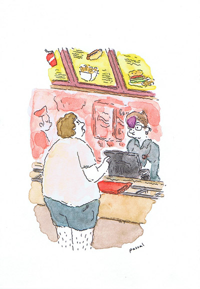 Illustration - Man Ordering Fast Food